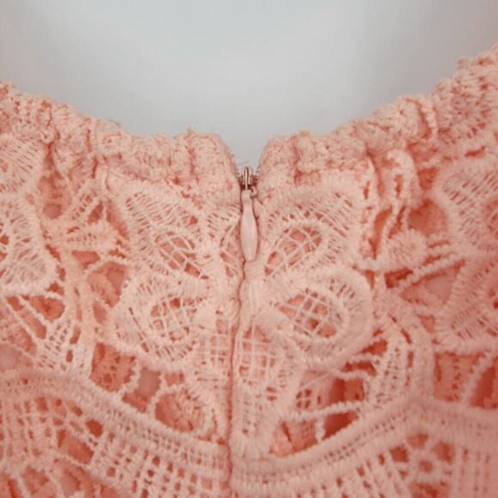 NEW Maniju Women's Pink Lace Crochet Off Shoulder Dress Size Medium - Picture 9 of 11